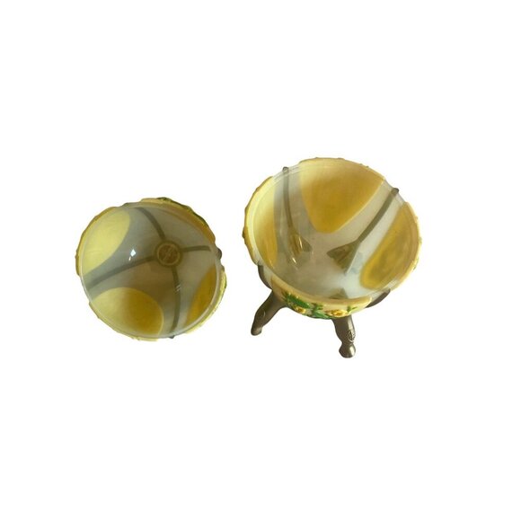 1997 August Storck kg Hard Plastic Yellow Egg on Legs Candy Dish Trinket Box - Picture 4 of 5